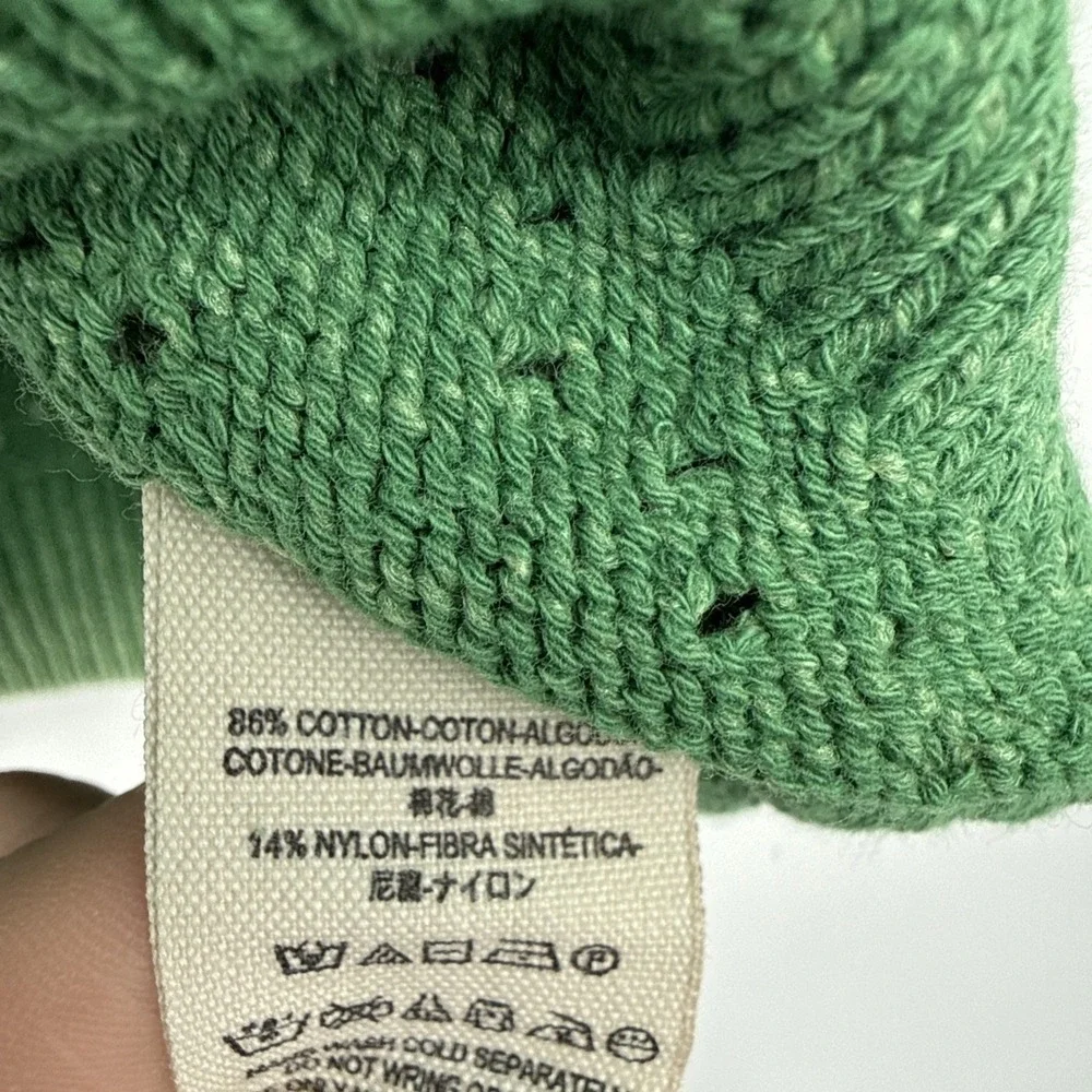 Free People Sandcastle Crop Eyelet Sweater Green Boatneck Knit Boho Preppy XS